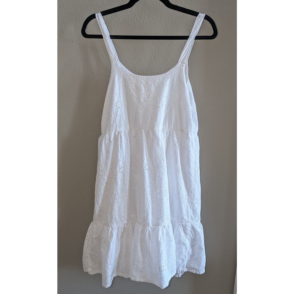 Lucky Brand 100% Cotton Embroidered Eyelet Sundress Size Small White Boho Beach - Picture 3 of 5